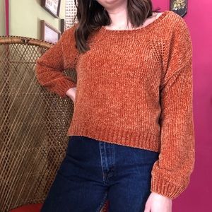 Orange balloon sleeve sweater